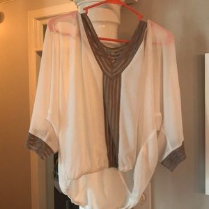 Boutique split back, open shoulder blouse
